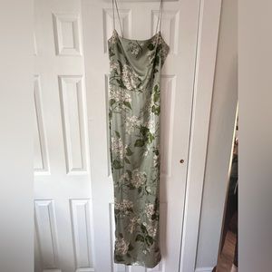Reformation Frankie Silk Dress in Tea Garden